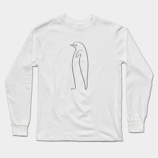 Line Art Penguin Silhouette Long Sleeve T-Shirt